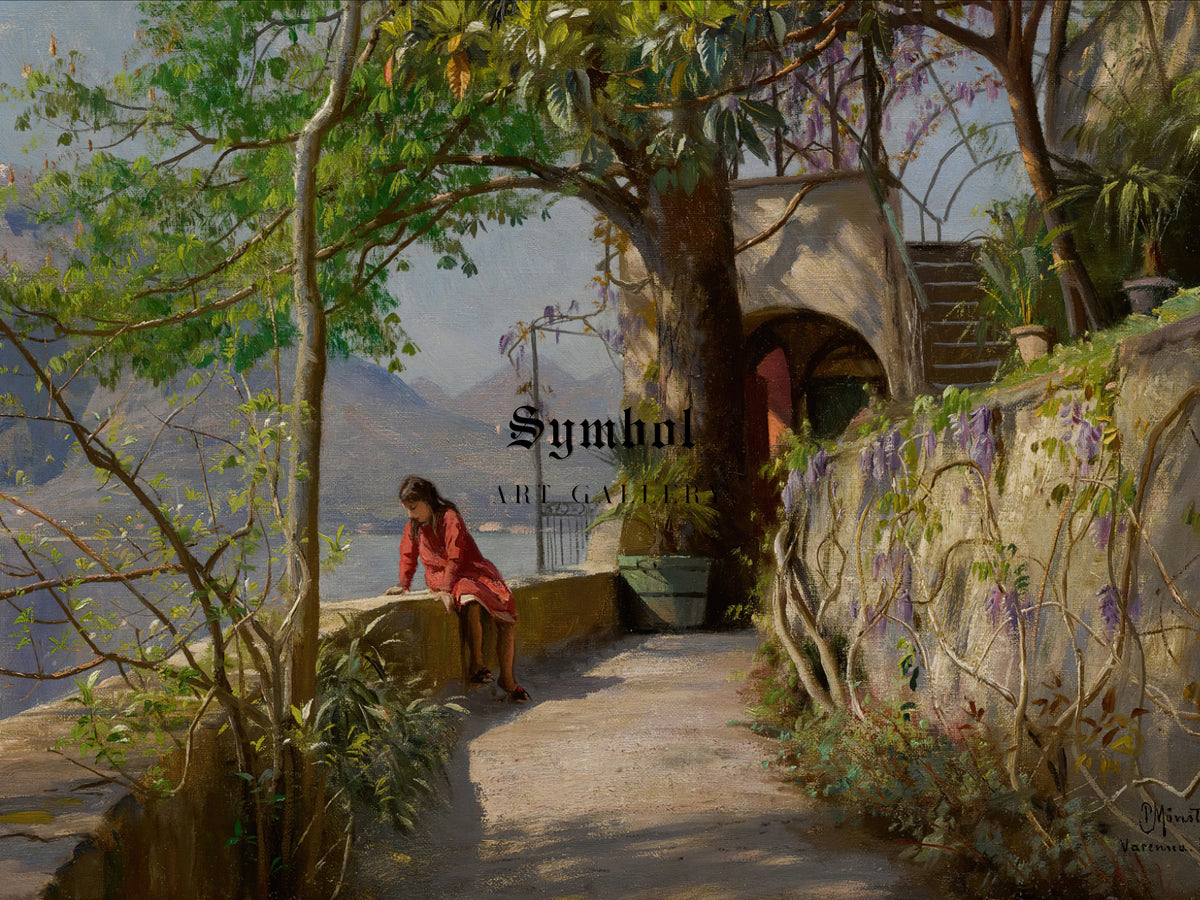 Summer in Varenna, Italy by Peder Mørk Mønsted 1921, Wall Art Print, Fine Art Reproduction, Museum Quality Decor, Poster
