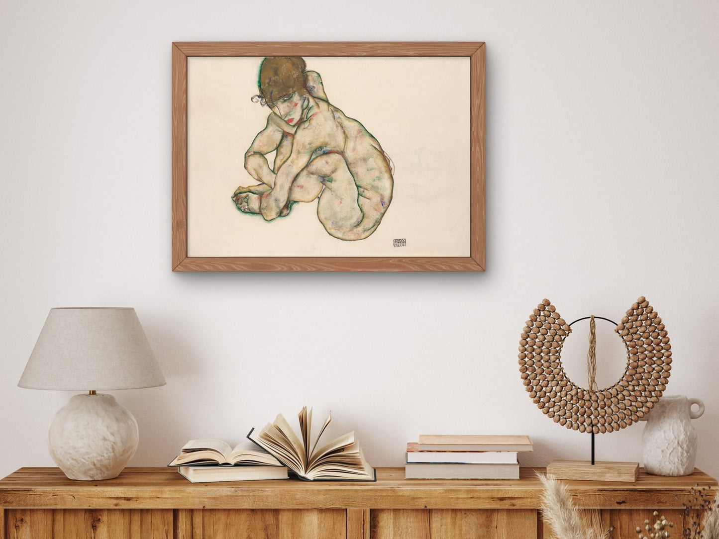 Crouching Nude Girl by Egon Schiele 1914, Wall Art Print, Fine Art Reproduction, Museum Quality Decor, Poster
