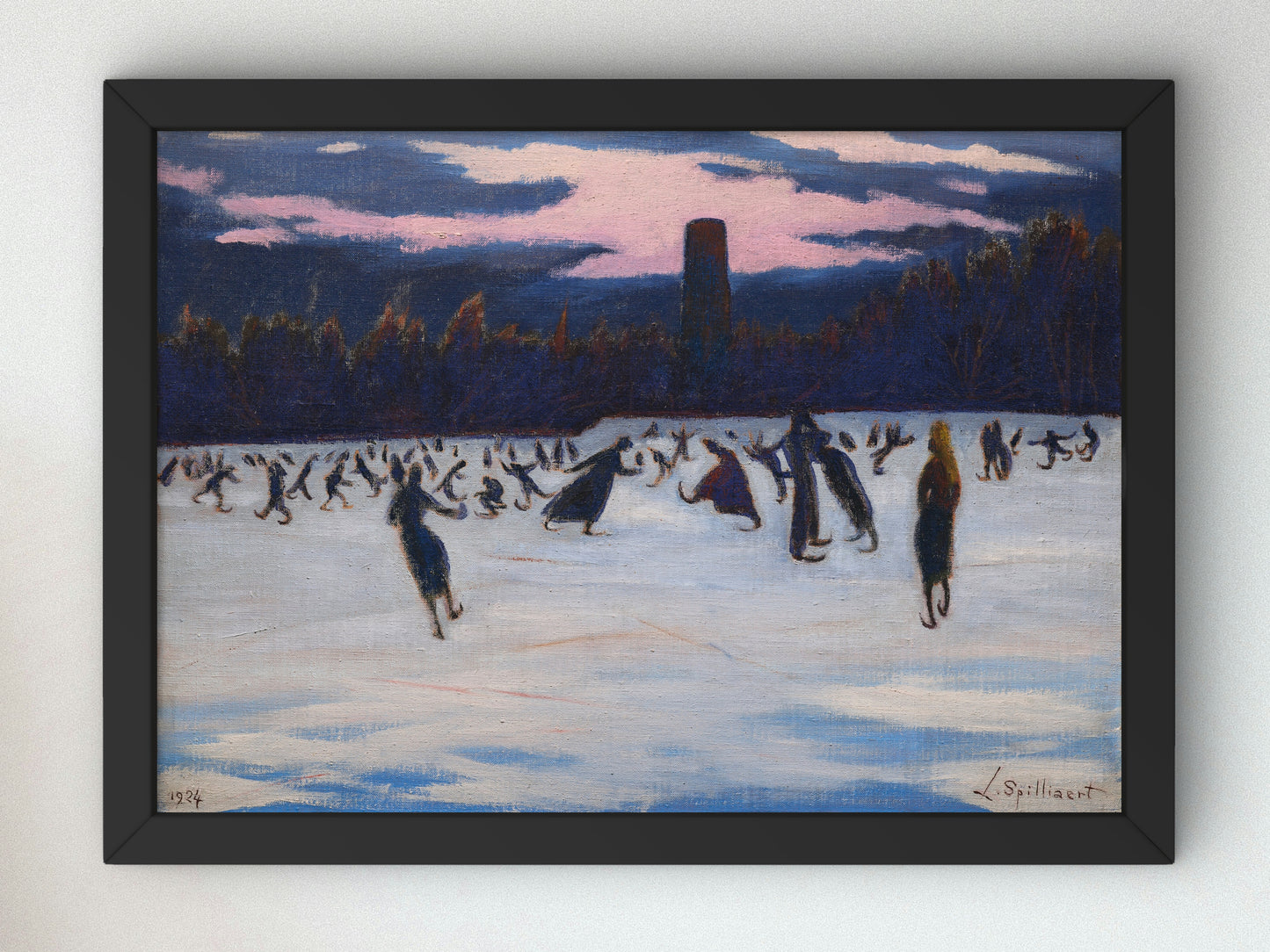 Skaters in Marie Henriette Park, Ostend by Léon Spilliaert 1924, Wall Art Print, Fine Art Reproduction, Museum Quality Decor, Poster