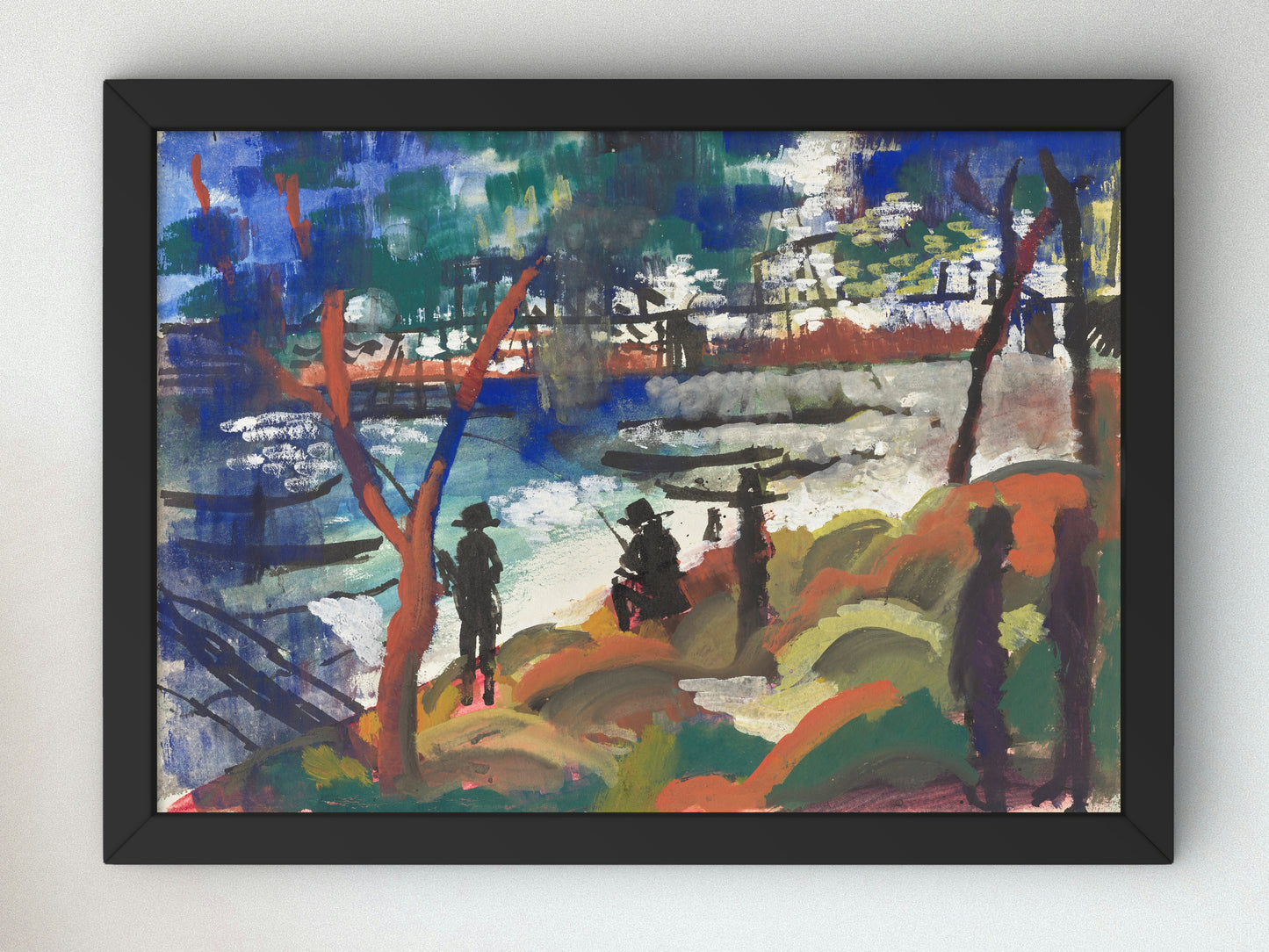 Angler on the River by August Macke 1913, Wall Art Print, Fine Art Reproduction, Museum Quality Decor, Poster