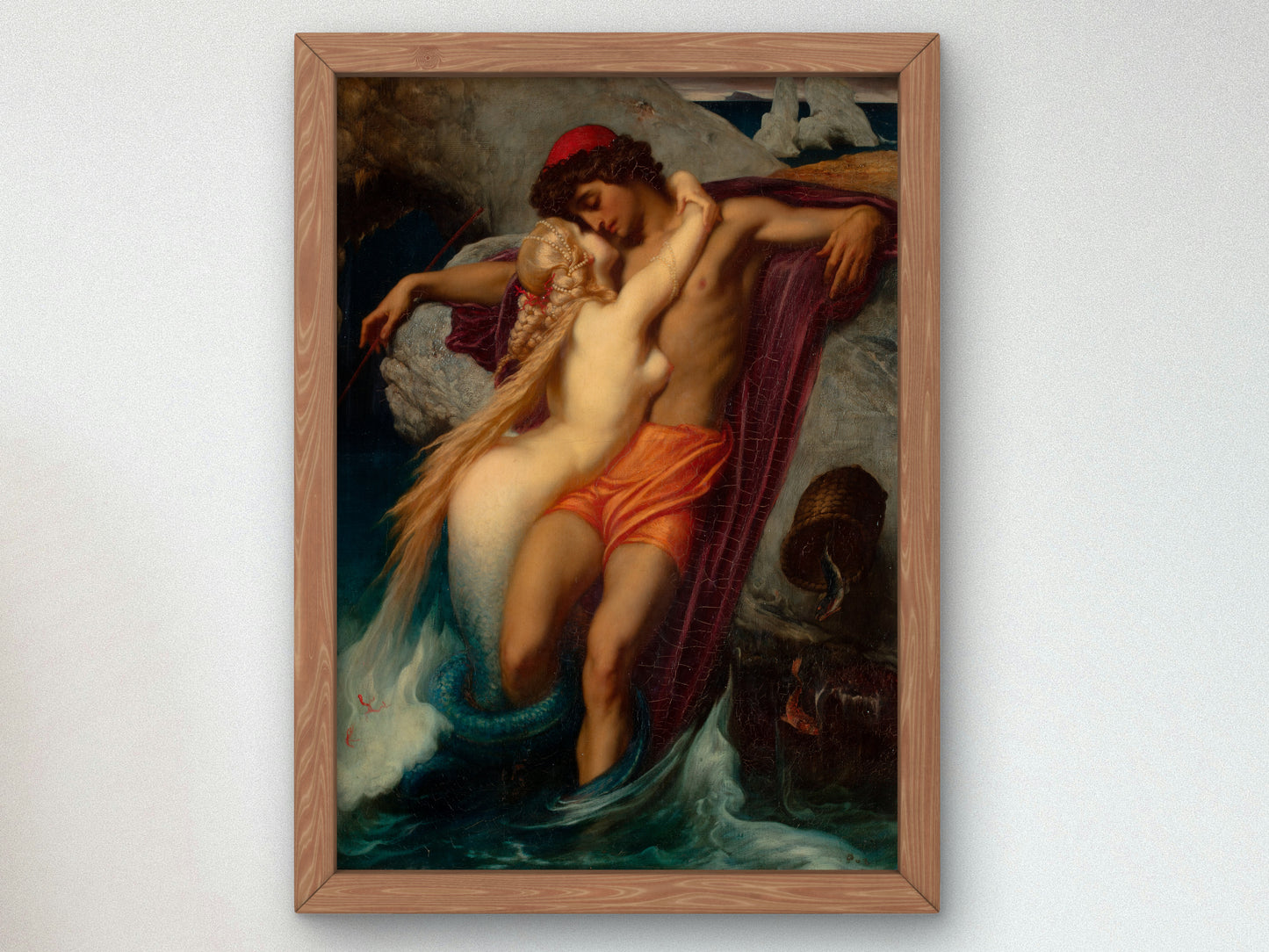 The Fisherman and the Syren by Frederic Leighton 1856, Wall Art Print, Fine Art Reproduction, Museum Quality Decor, Poster
