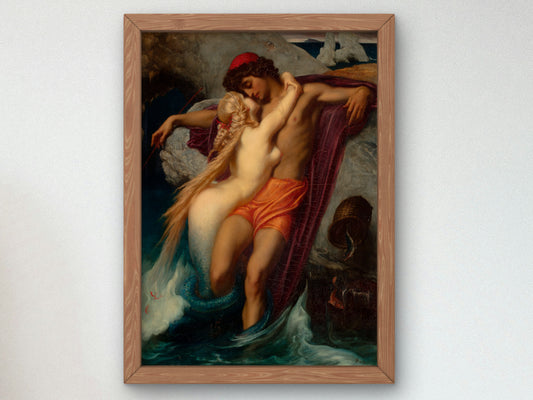 The Fisherman and the Syren by Frederic Leighton 1856, Wall Art Print, Fine Art Reproduction, Museum Quality Decor, Poster