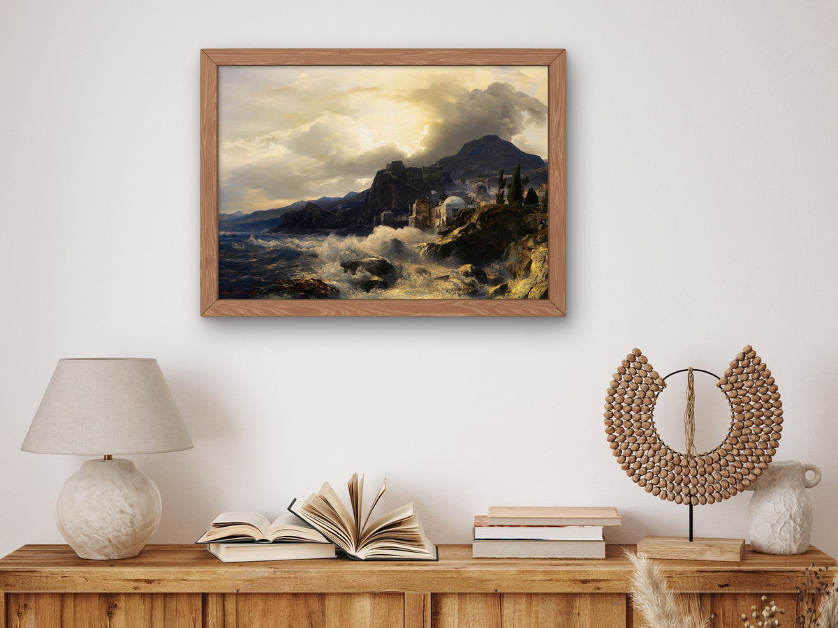 Evening Mood on the Greek Coast by Andreas Achenbach 1868, Wall Art Print, Fine Art Reproduction, Museum Quality Decor, Poster
