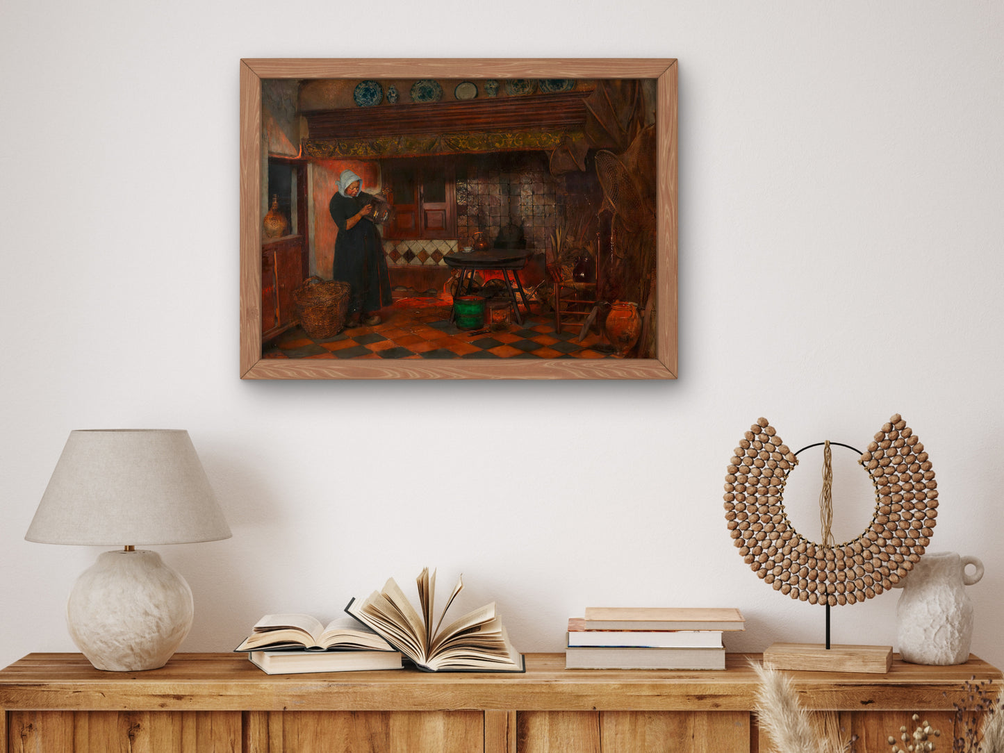 Dutch Kitchen Interior by Eduard Charlemont, Wall Art Print, Fine Art Reproduction, Museum Quality Decor, Poster