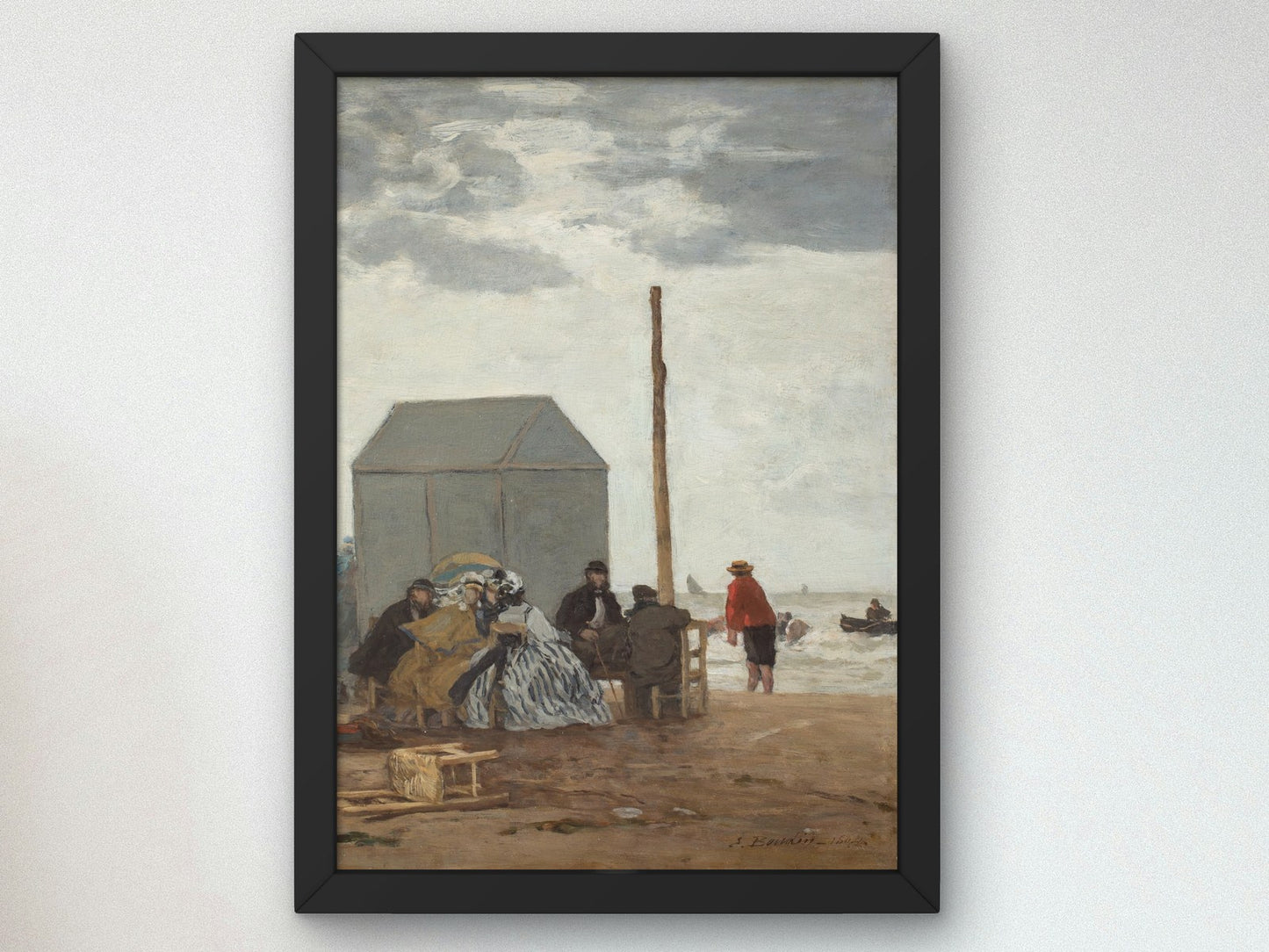 The Beach at Deauville by Eugène Boudin 1864, Wall Art Print, Fine Art Reproduction, Museum Quality Decor, Poster