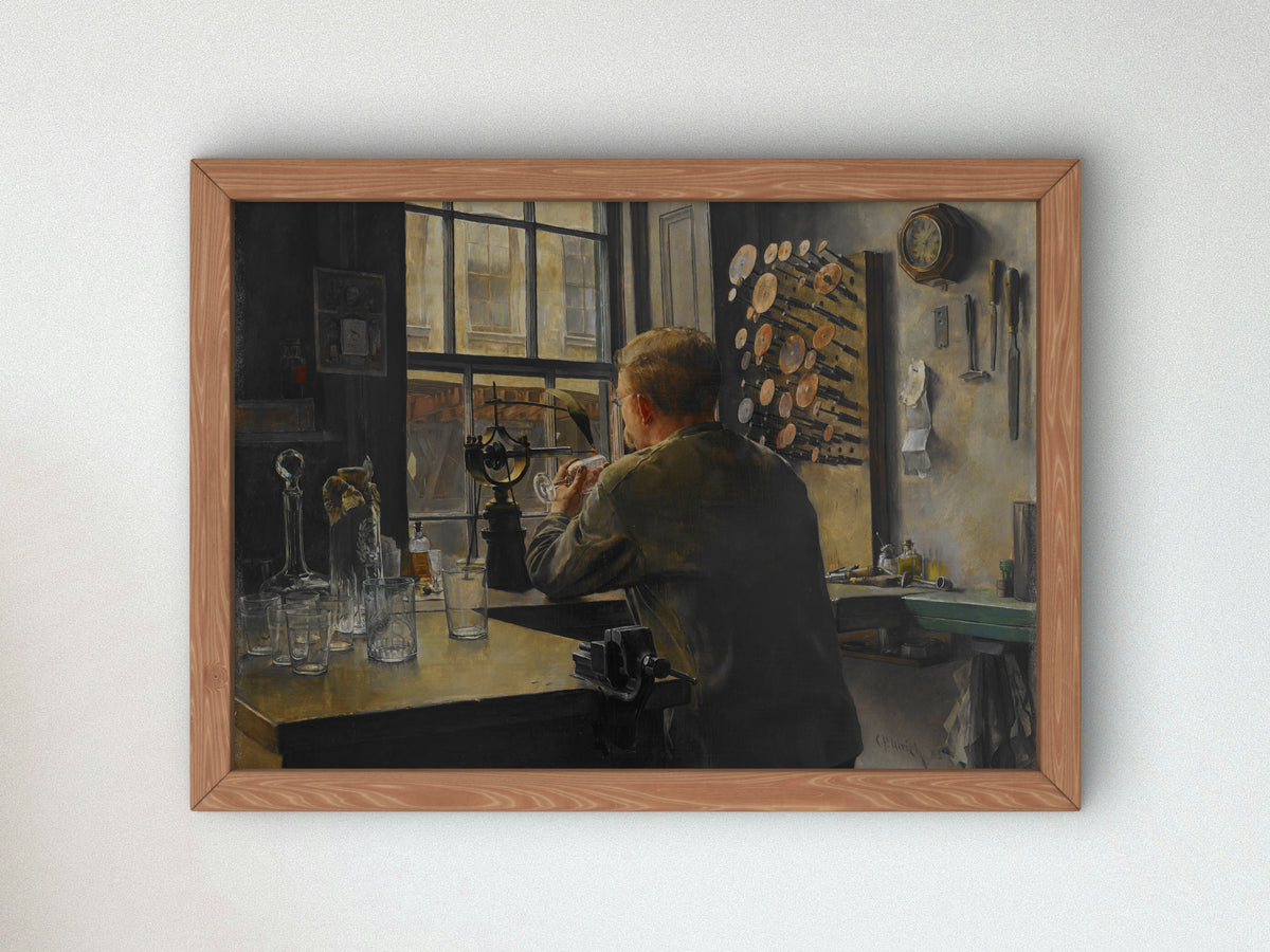 The Glass Engraver by Charles Frederick Ulrich 1883, Wall Art Print, Fine Art Reproduction, Museum Quality Decor, Poster
