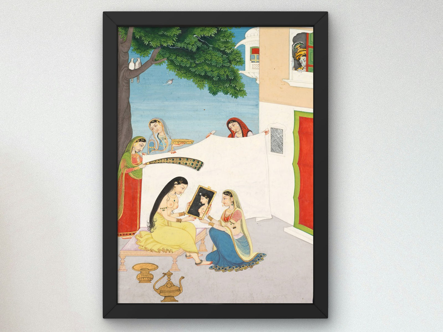 Toilette of Radha by Unknown, Mughal School 1810, Wall Art Print, Fine Art Reproduction, Museum Quality Decor, Poster
