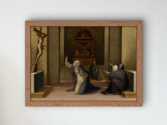 Saint Catherine of Siena Receiving the Stigmata by Domenico Beccafumi 1515, Wall Art Print, Fine Art Reproduction, Museum Quality Decor