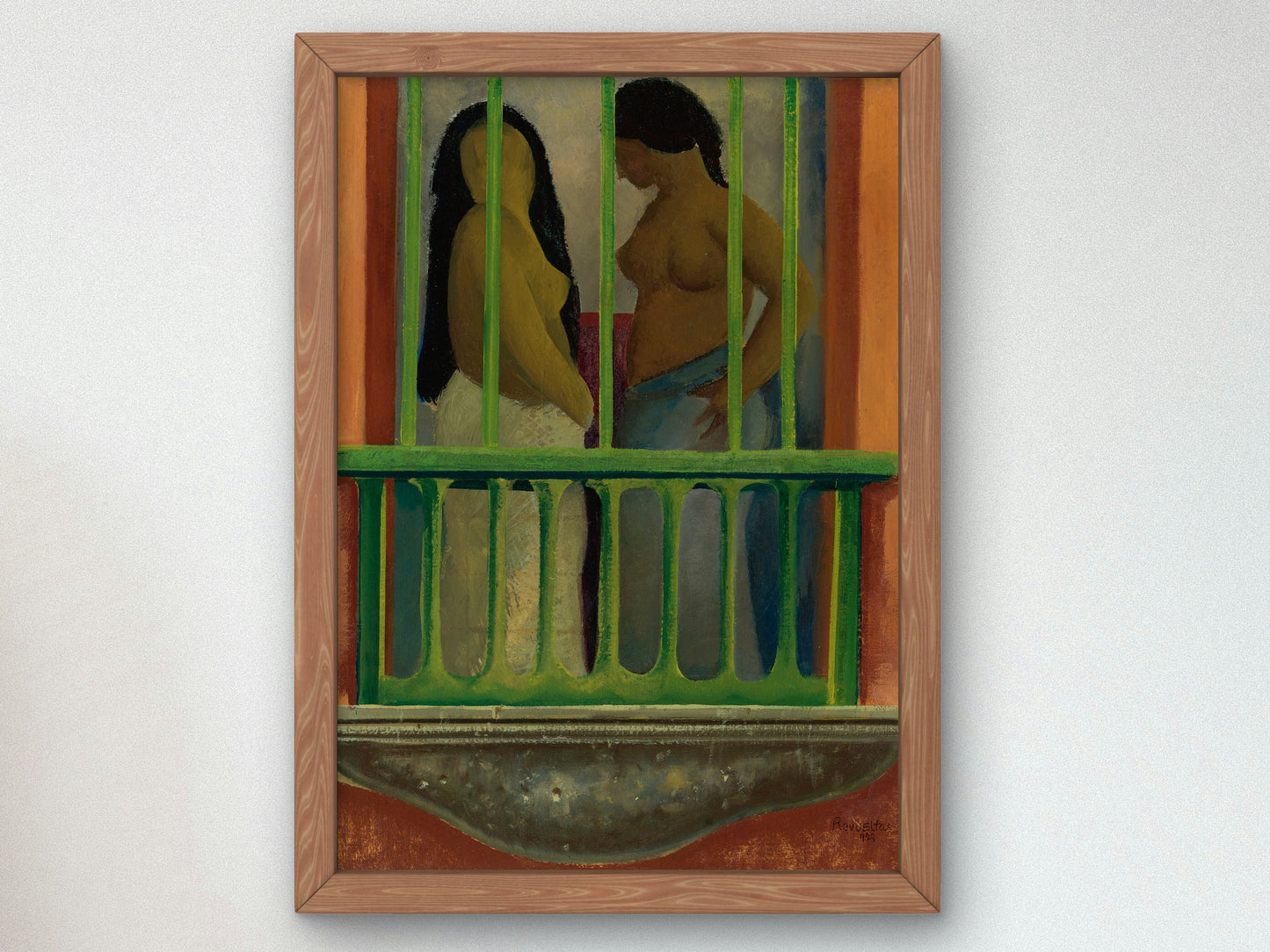 Women on the Balcony by Fermín Revueltas 1929, Wall Art Print, Fine Art Reproduction, Museum Quality Decor, Poster