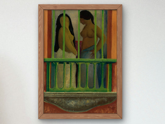 Women on the Balcony by Fermín Revueltas 1929, Wall Art Print, Fine Art Reproduction, Museum Quality Decor, Poster