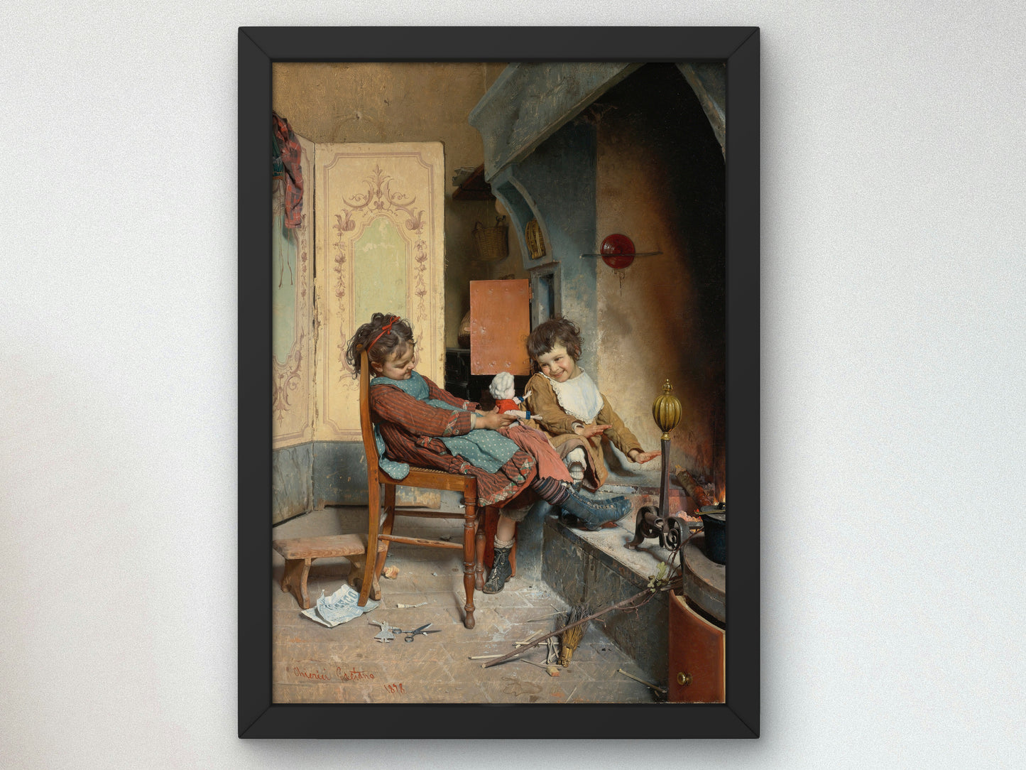 Joys of Childhood by Gaetano Chierici 1878, Wall Art Print, Fine Art Reproduction, Museum Quality Decor, Poster