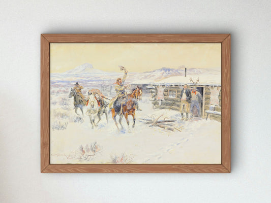 Christmas at the Line Camp by Charles Marion Russell 1904, Wall Art Print, Fine Art Reproduction, Museum Quality Decor, Poster