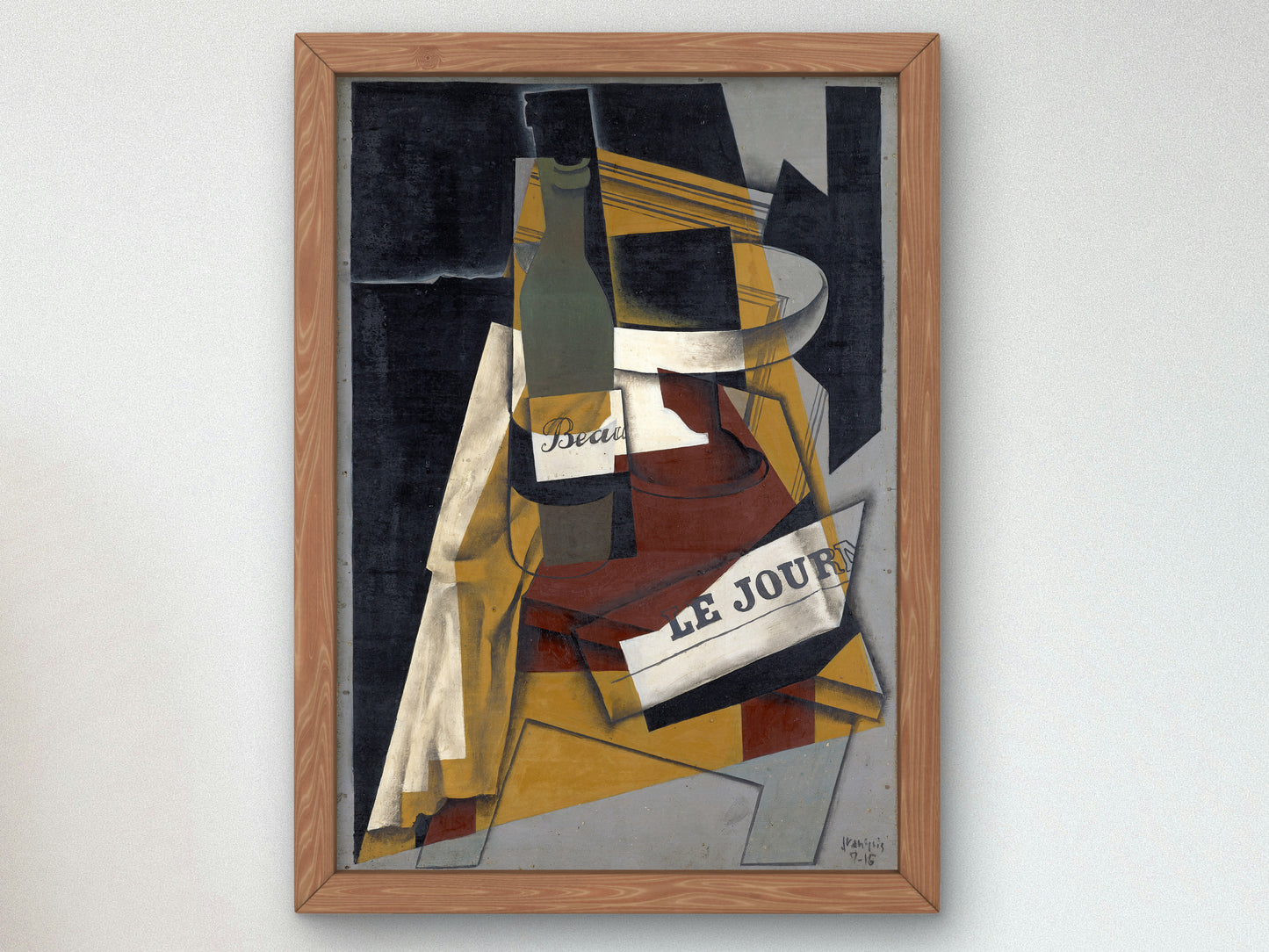 Bottle and Fruit Dish by Juan Gris 1916, Wall Art Print, Fine Art Reproduction, Museum Quality Decor, Poster