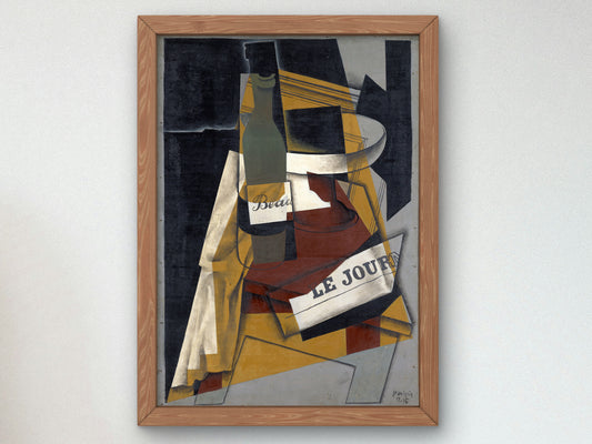 Bottle and Fruit Dish by Juan Gris 1916, Wall Art Print, Fine Art Reproduction, Museum Quality Decor, Poster