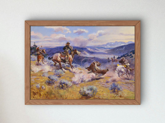 Loops and Swift Horses are Surer than Lead by Charles Marion Russell 1916, Wall Art Print, Fine Art Reproduction, Museum Quality Decor