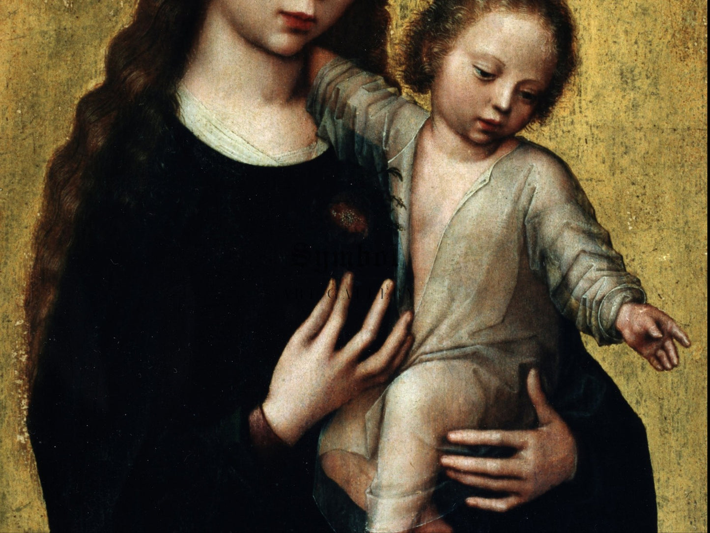 The Virgin Mary with the Child Jesus in a Shirt by Adriaen Isenbrant 1520, Wall Art Print, Fine Art Reproduction, Museum Quality Decor
