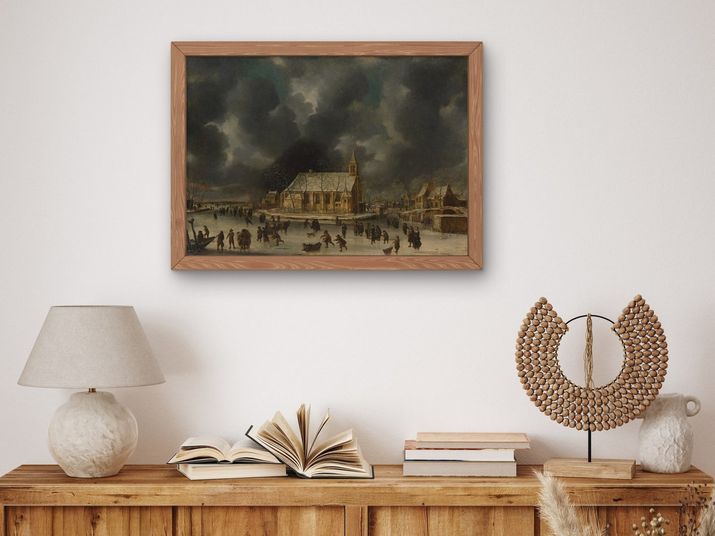 Skating at Sloten Near Amsterdam by Johannes Abrahamsz Beerstraten 1650, Wall Art Print, Fine Art Reproduction, Museum Quality Decor, Poster