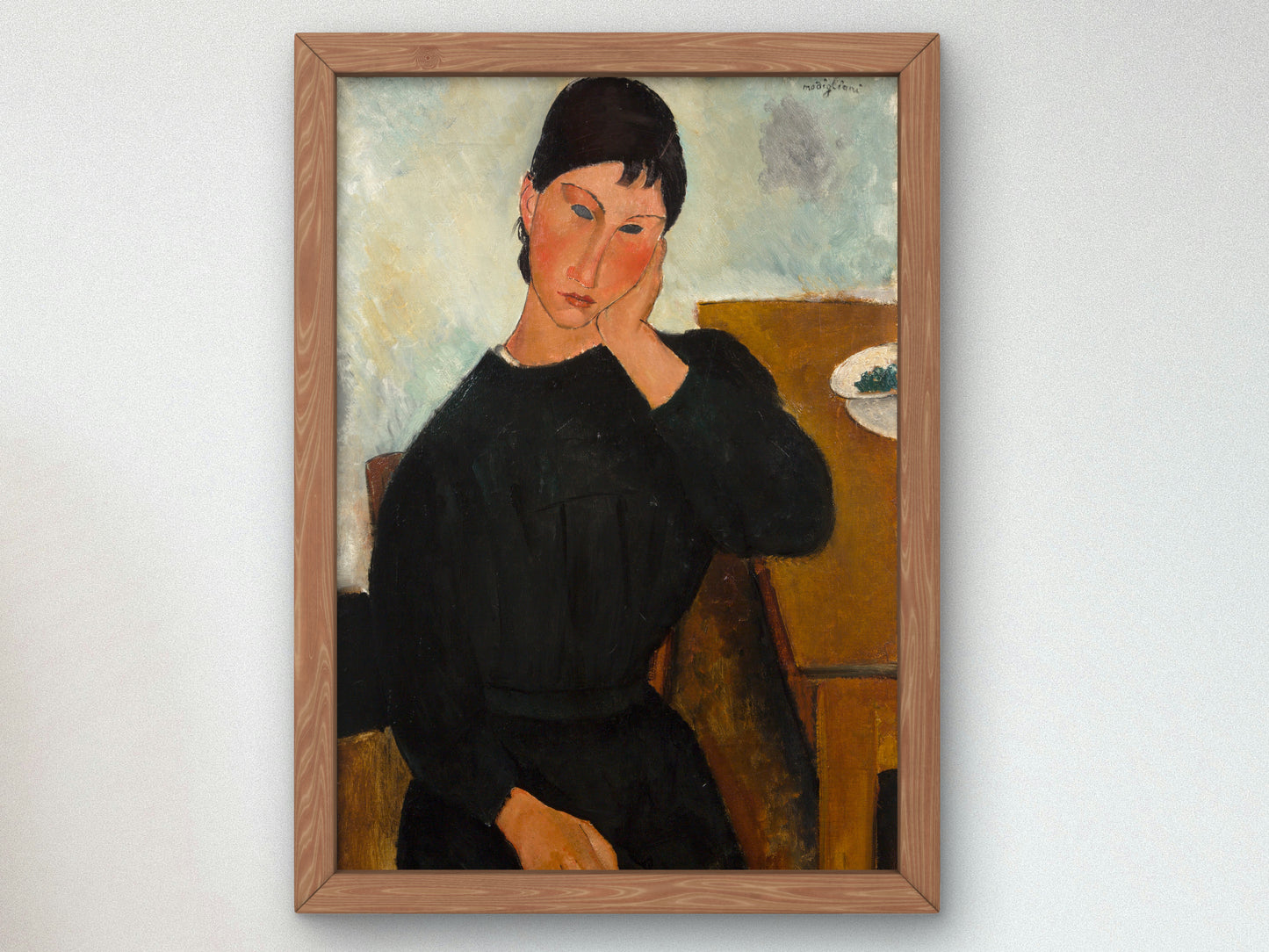 Elvira Resting at a Table by Amedeo Modigliani 1918, Wall Art Print, Fine Art Reproduction, Museum Quality Decor, Poster