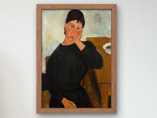 Elvira Resting at a Table by Amedeo Modigliani 1918, Wall Art Print, Fine Art Reproduction, Museum Quality Decor, Poster