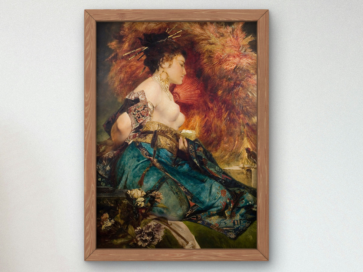 The Japanese Woman by Hans Makart 1870, Wall Art Print, Fine Art Reproduction, Museum Quality Decor, Poster