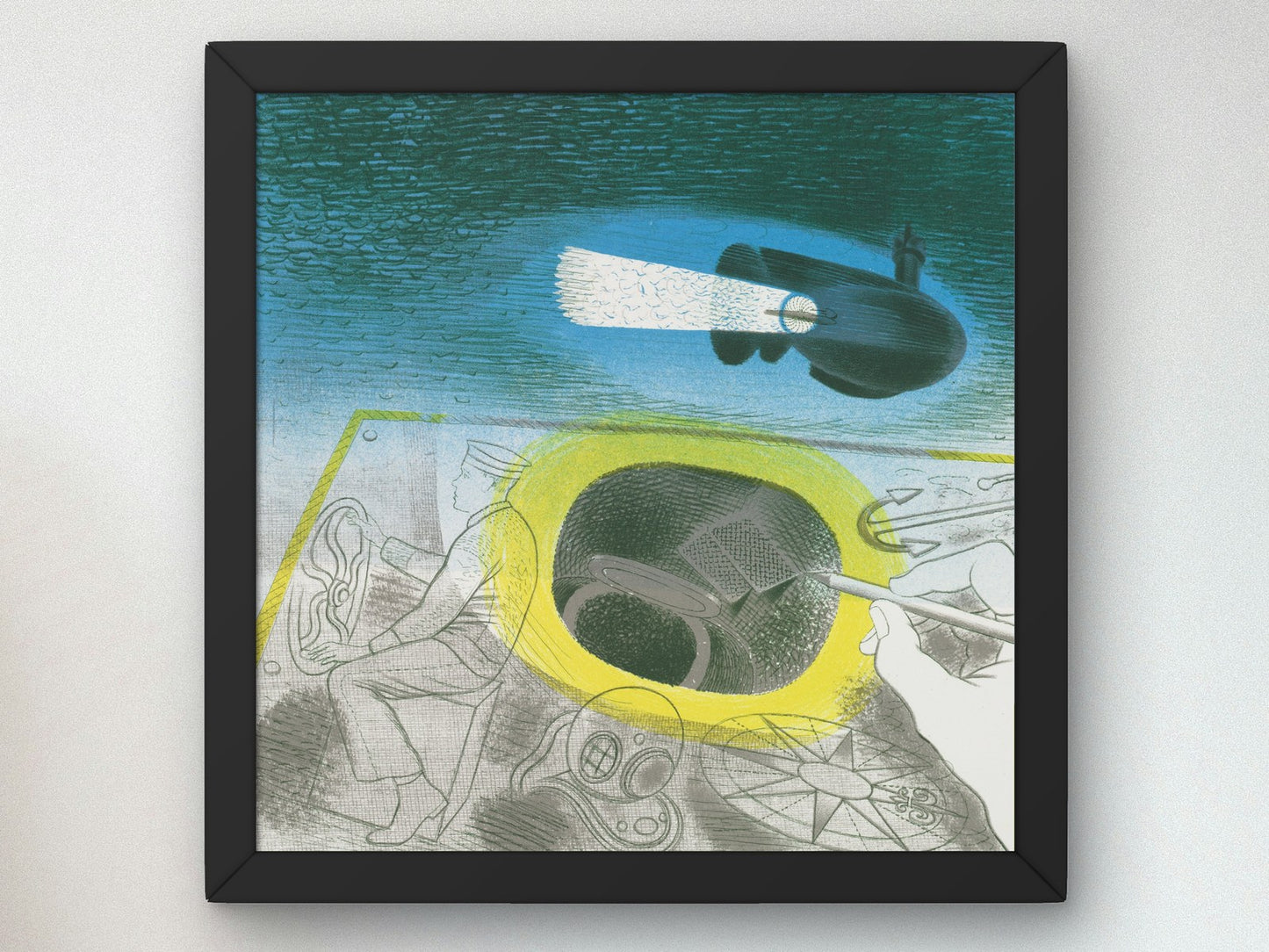 Submarine Series Introductory Lithograph by Eric Ravilious 1941, Wall Art Print, Fine Art Reproduction, Museum Quality Decor, Poster