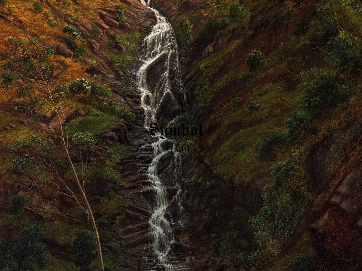 Waterfall, Strath Creek by Eugene von Guérard 1862, Wall Art Print, Fine Art Reproduction, Museum Quality Decor, Poster