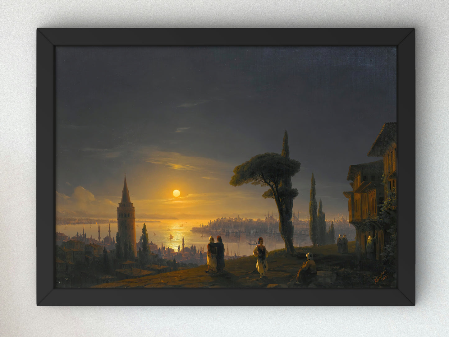 The Galata Tower By Moonlight by Ivan Aivazovsky 1845, Wall Art Print, Fine Art Reproduction, Museum Quality Decor, Poster