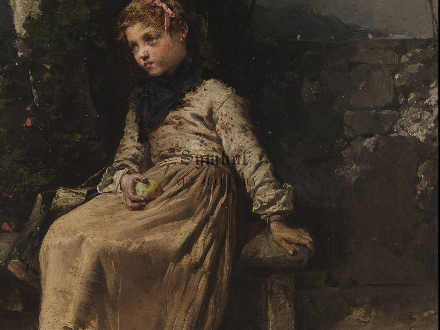 Bambina in Giardino by Domenico Induno 1874, Wall Art Print, Fine Art Reproduction, Museum Quality Decor, Poster