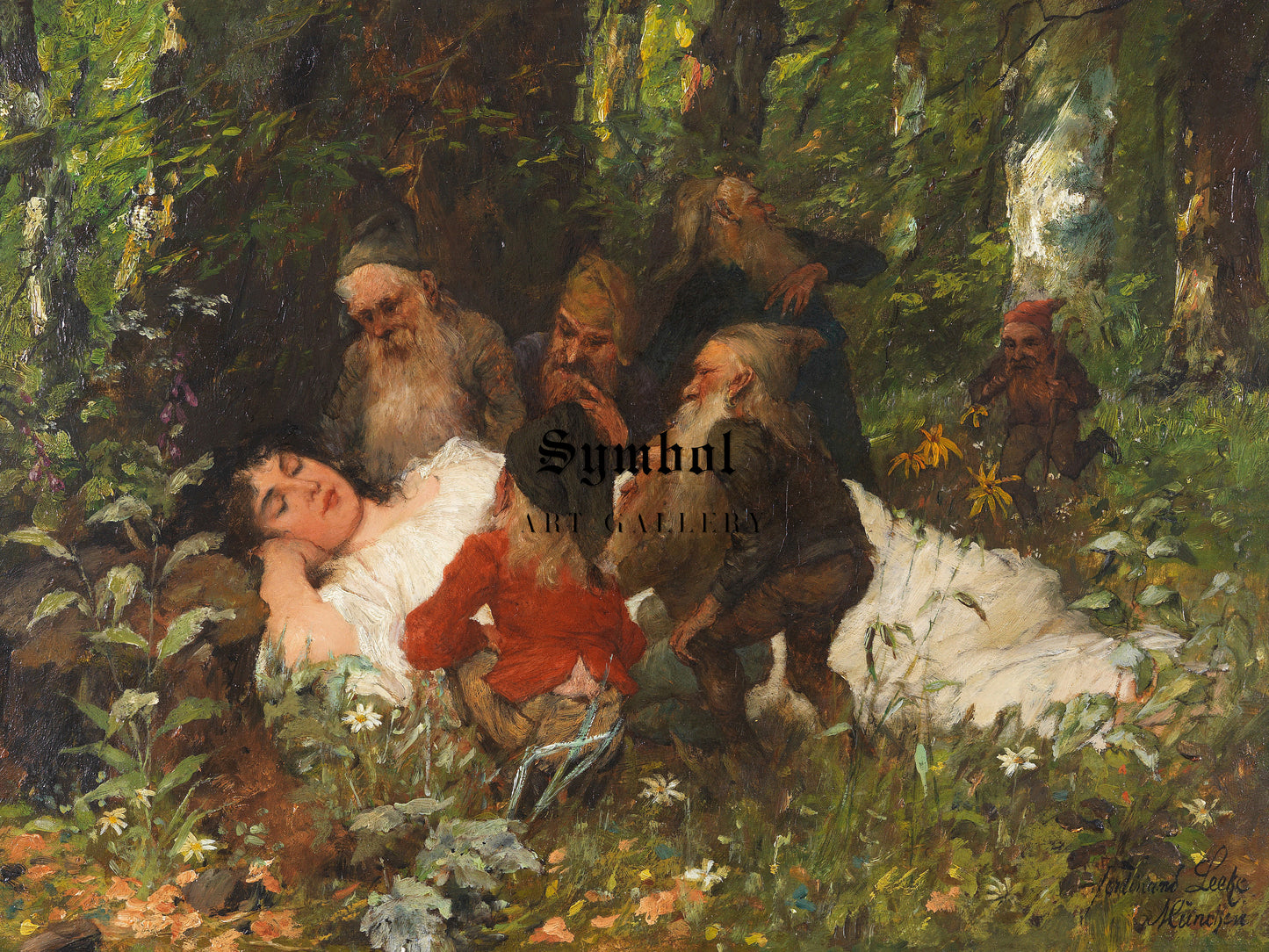 Snow White by Ferdinand Leeke 1890, Wall Art Print, Fine Art Reproduction, Museum Quality Decor, Poster