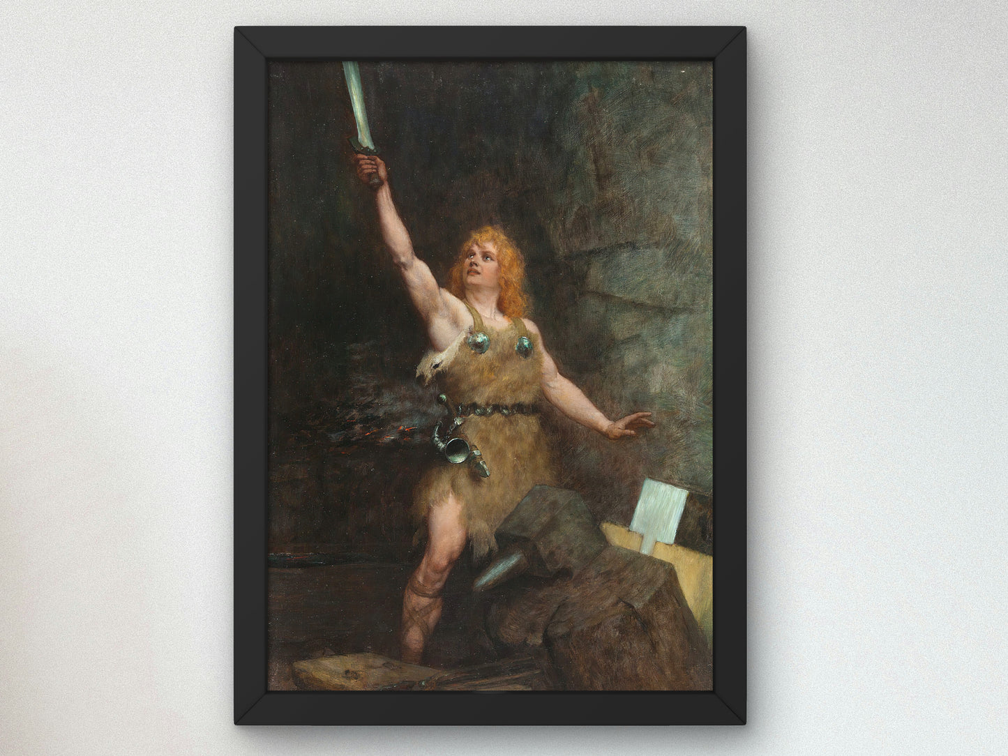 Siegfried in the Forge by Ferdinand Leeke 1900, Wall Art Print, Fine Art Reproduction, Museum Quality Decor, Poster
