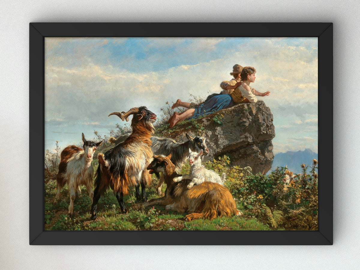The Little Goatherds by Filippo Palizzi 1871, Wall Art Print, Fine Art Reproduction, Museum Quality Decor, Poster