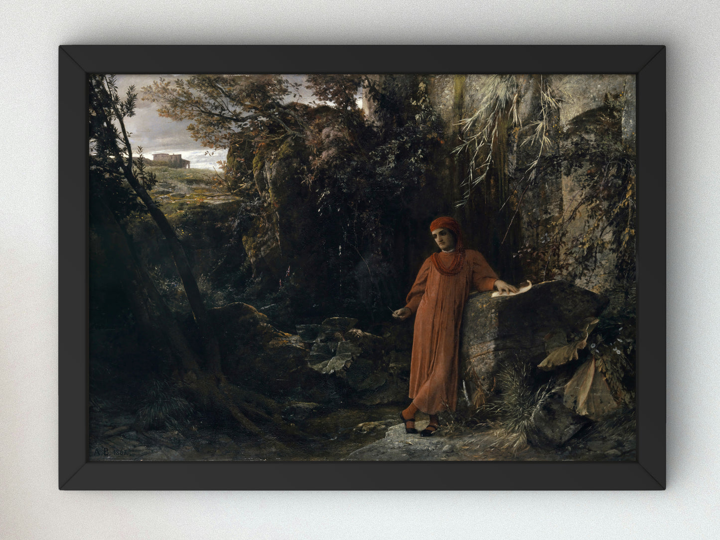 Petrarch at the Spring of Vaucluse by Arnold Böcklin 1867, Wall Art Print, Fine Art Reproduction, Museum Quality Decor, Poster