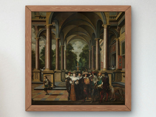 Gallery of a Palace with Ornamental Architecture and Columns by Dirk van Delen 1632, Wall Art Print, Fine Art Reproduction, Museum Quality