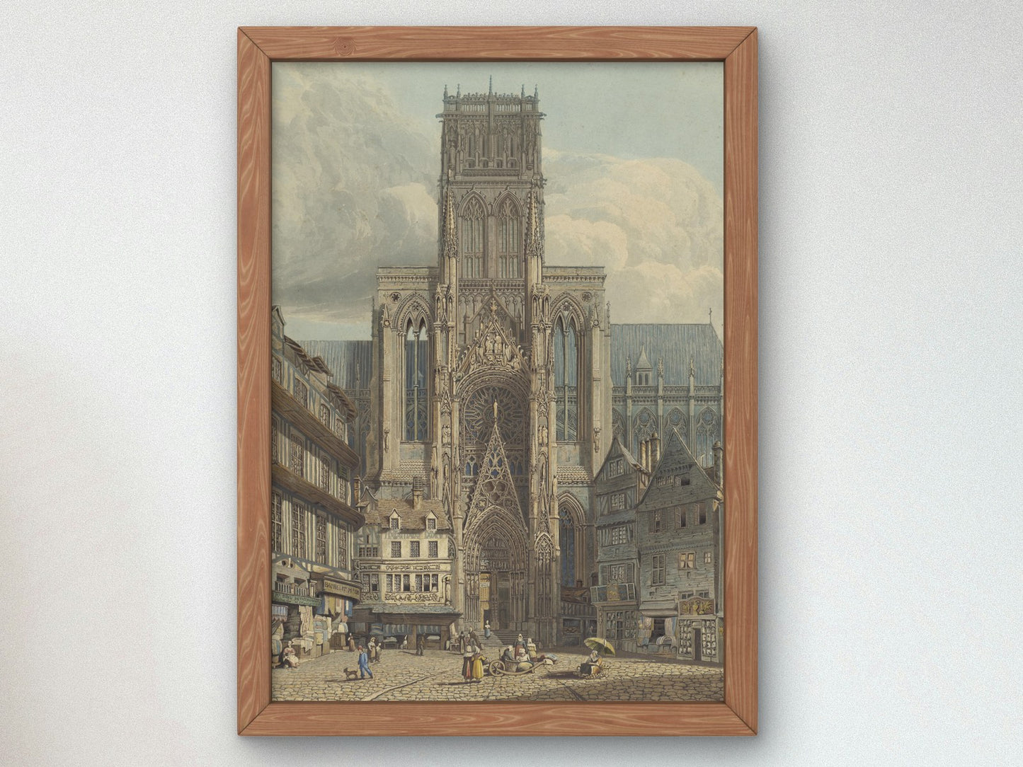 Cathedrale de Rouen Portail du Midi by Charles Wild 1823, Wall Art Print, Fine Art Reproduction, Museum Quality Decor, Poster