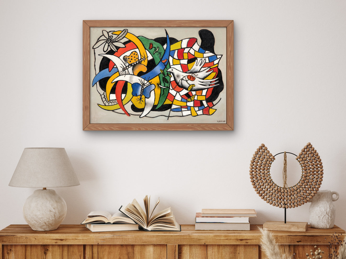 Bird and Two Butterflies, Summer Day by Fernand Léger 1948, Wall Art Print, Fine Art Reproduction, Museum Quality Decor, Poster