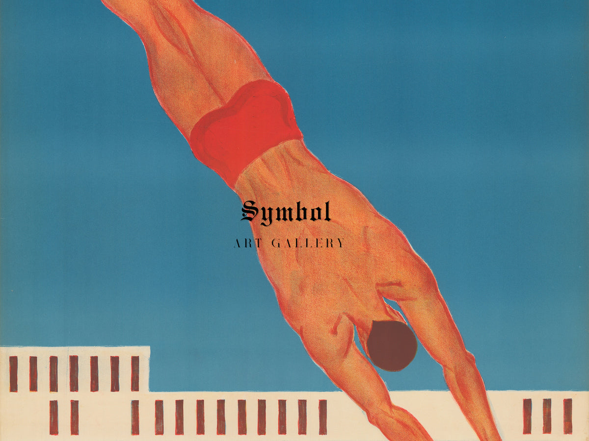Liestal Swimming Pool by Otto Plattner 1934, Wall Art Print, Fine Art Reproduction, Museum Quality Decor, Poster