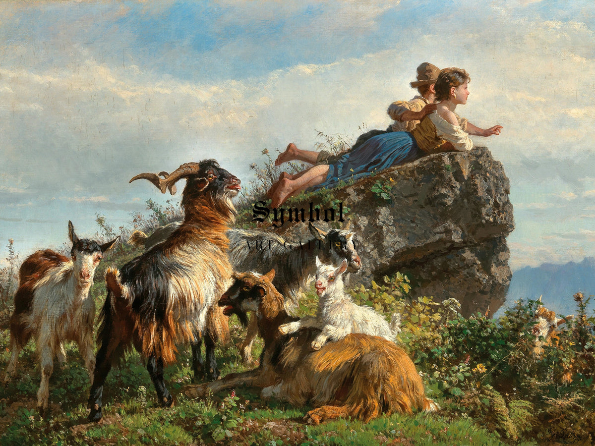 The Little Goatherds by Filippo Palizzi 1871, Wall Art Print, Fine Art Reproduction, Museum Quality Decor, Poster
