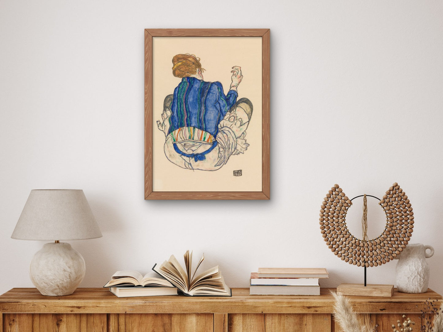 Seated Woman Back View by Egon Schiele 1917, Wall Art Print, Fine Art Reproduction, Museum Quality Decor, Poster