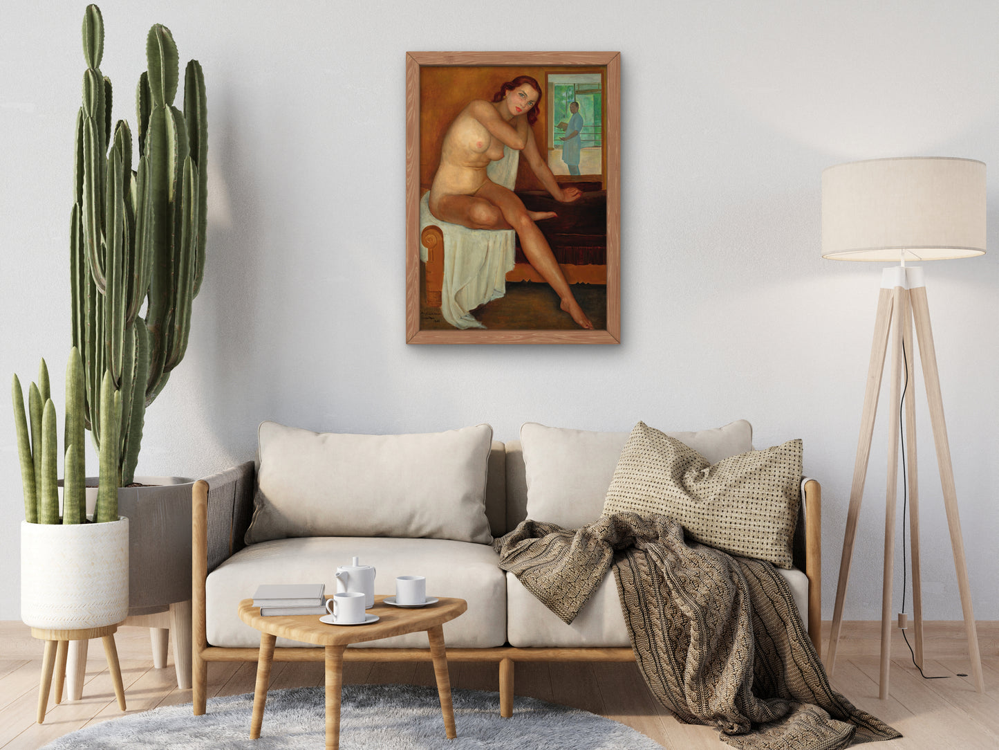 Autorretrato con modelo by Ángel Zárraga 1944, Wall Art Print, Fine Art Reproduction, Museum Quality Decor, Poster