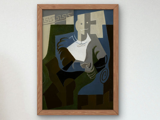 Seated Harlequin by Juan Gris 1920, Wall Art Print, Fine Art Reproduction, Museum Quality Decor, Poster