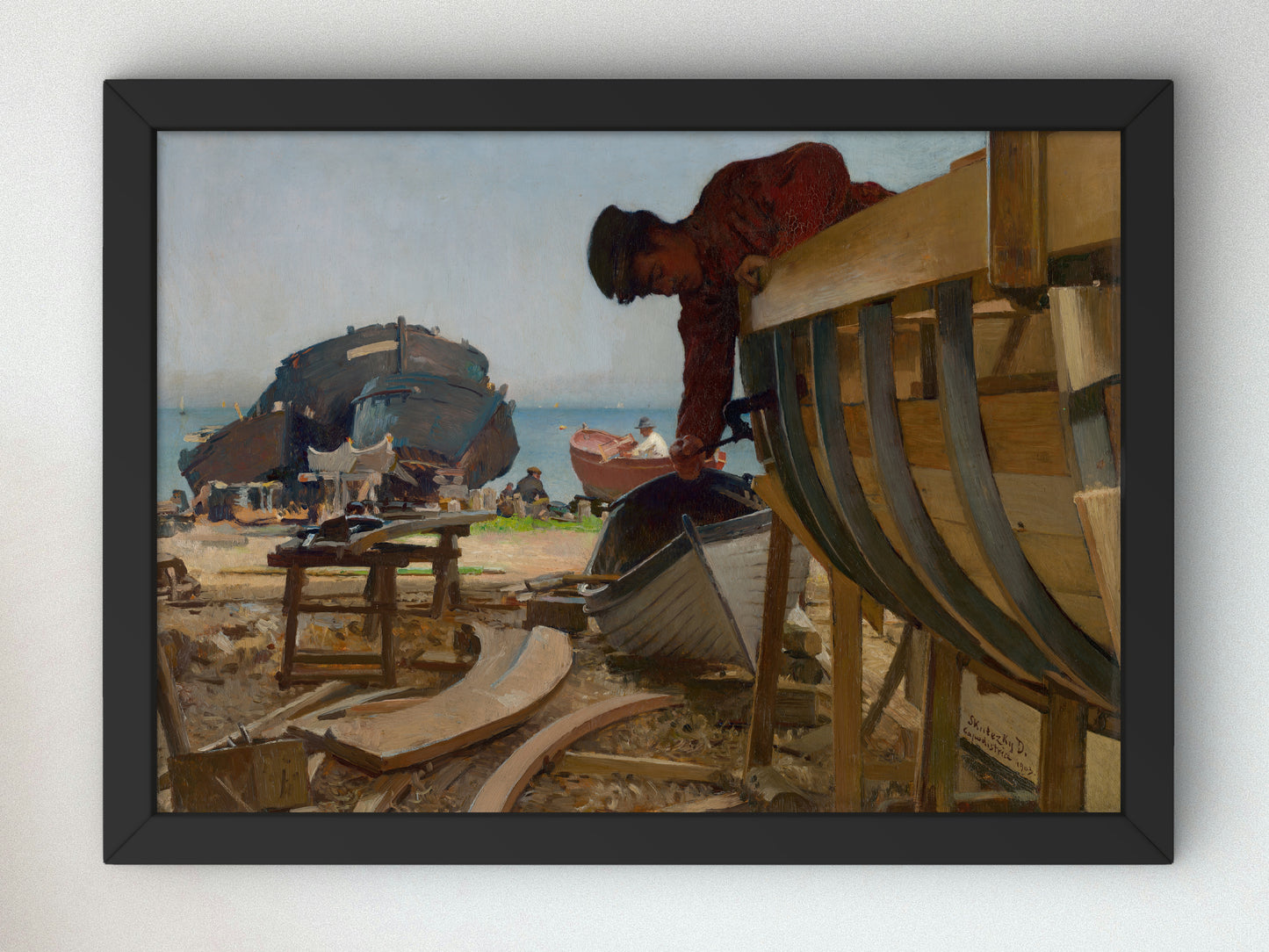Shipyard in Capo d'Istria by Dominik Skutecký 1903, Wall Art Print, Fine Art Reproduction, Museum Quality Decor, Poster