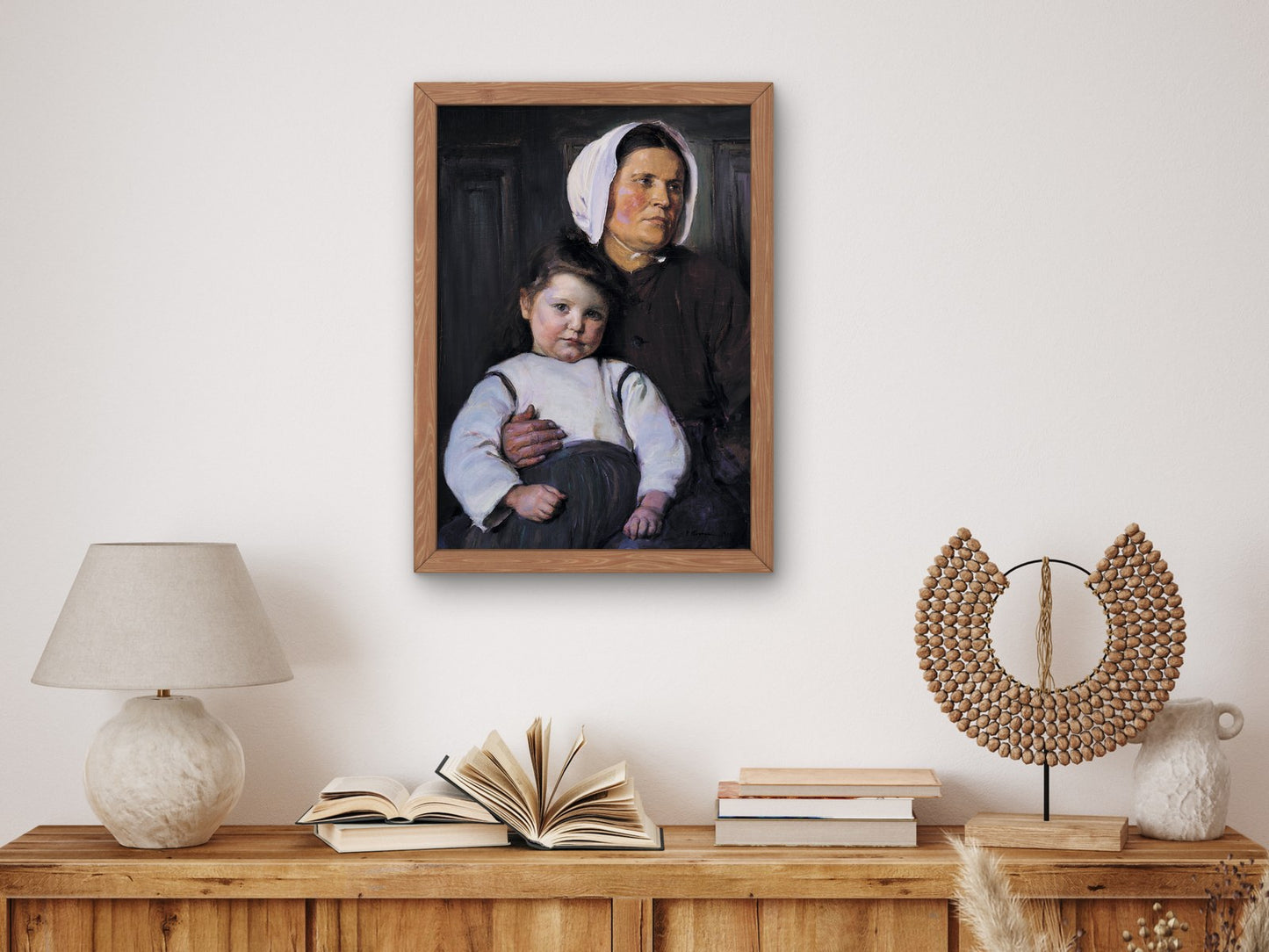 Normandy Peasant Woman and Her Child by Elizabeth Nourse 1900, Wall Art Print, Fine Art Reproduction, Museum Quality Decor, Poster