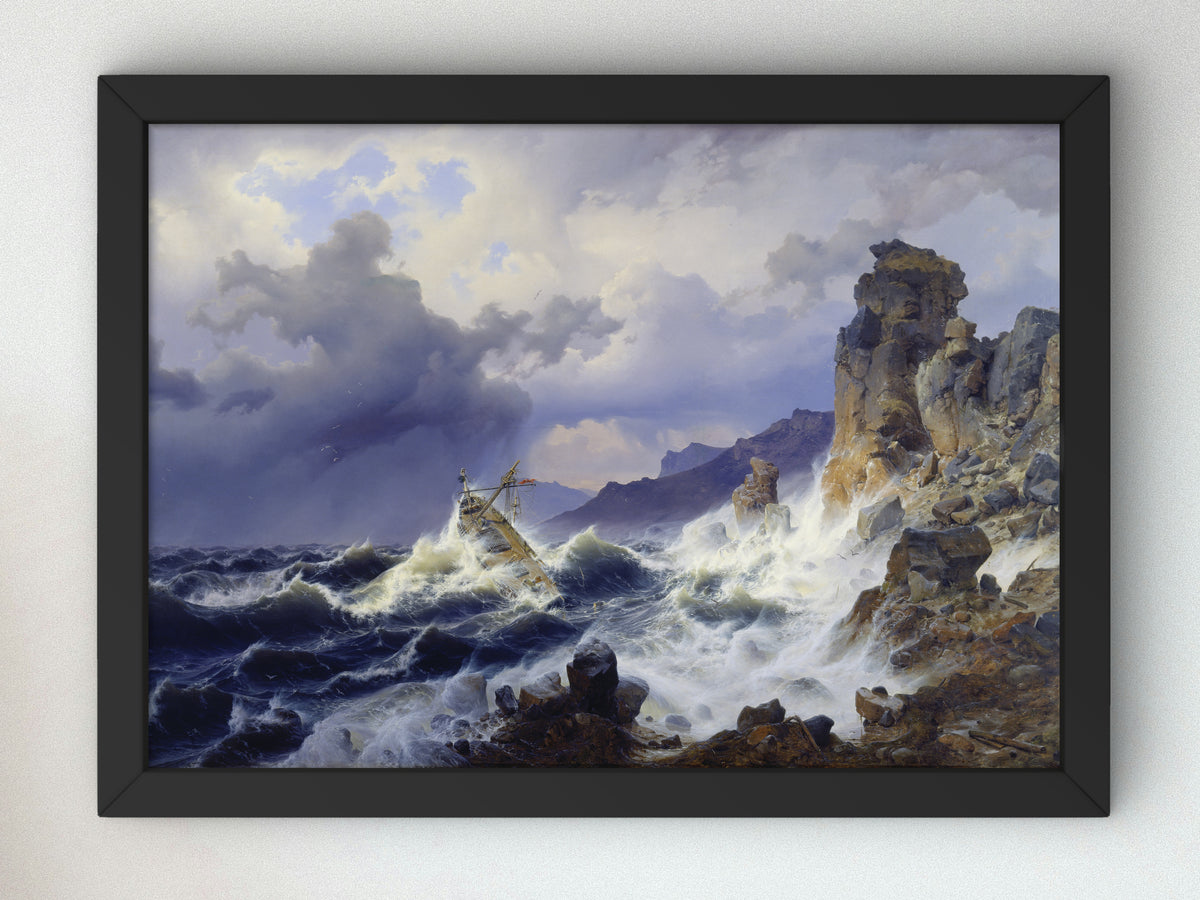 Storm at Sea off the Norwegian Coast by Andreas Achenbach 1837, Wall Art Print, Fine Art Reproduction, Museum Quality Decor, Poster