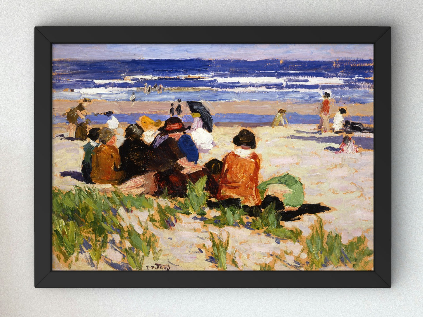On the Beach Ogunquit Maine by Edward Henry Potthast 1924, Wall Art Print, Fine Art Reproduction, Museum Quality Decor, Poster