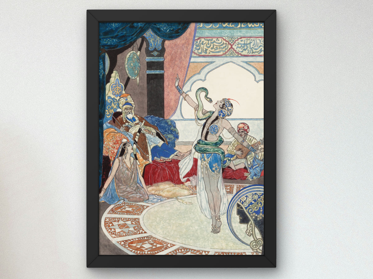 The Snake Charmer by René Bull, Wall Art Print, Fine Art Reproduction, Museum Quality Decor, Poster