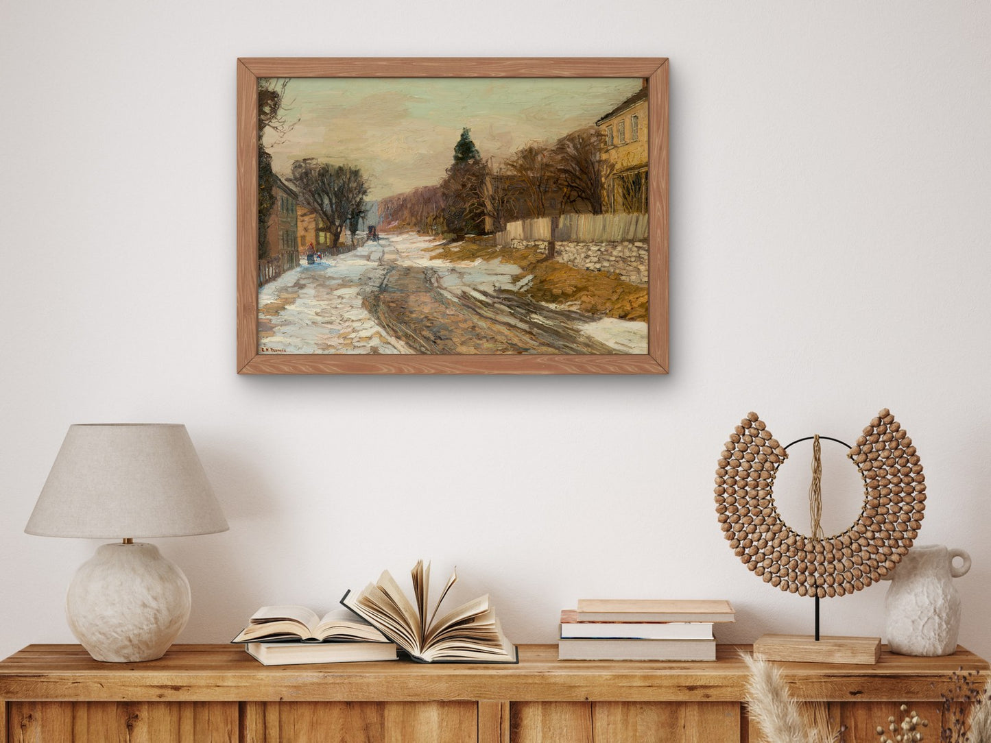 The Village in Winter by Edward Redfield 1913, Wall Art Print, Fine Art Reproduction, Museum Quality Decor, Poster