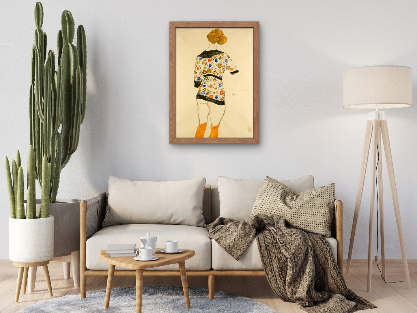 Standing Woman in a Patterned Blouse by Egon Schiele 1912, Wall Art Print, Fine Art Reproduction, Museum Quality Decor, Poster