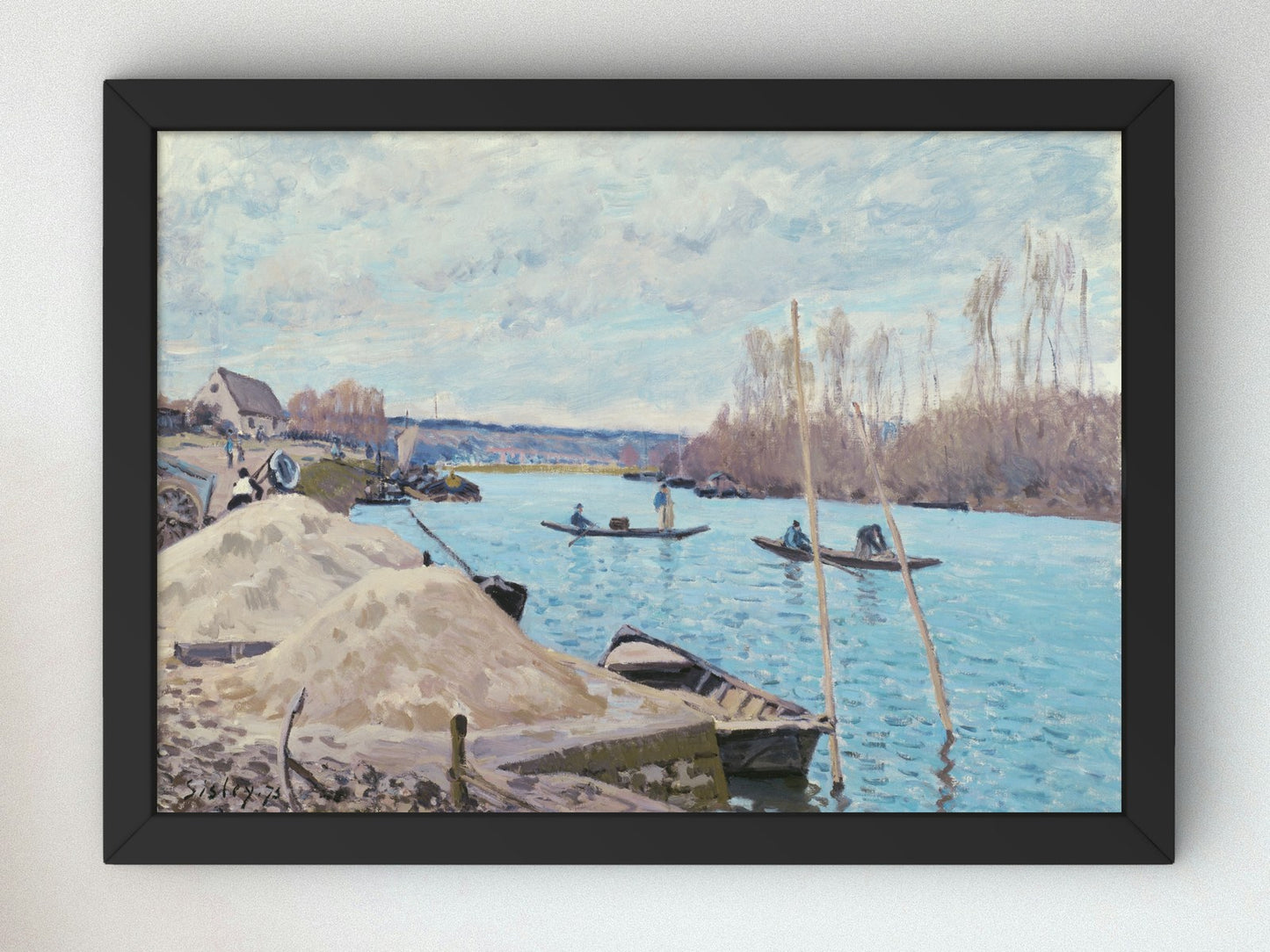 The Seine at Port Marly Piles of Sand by Alfred Sisley 1875, Wall Art Print, Fine Art Reproduction, Museum Quality Decor, Poster