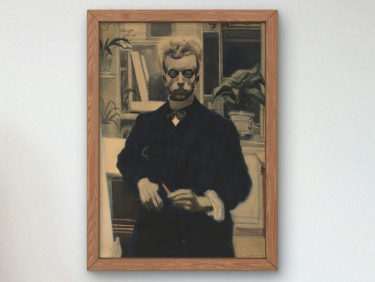 Self Portrait with Red Pencil by Léon Spilliaert 1908, Wall Art Print, Fine Art Reproduction, Museum Quality Decor, Poster