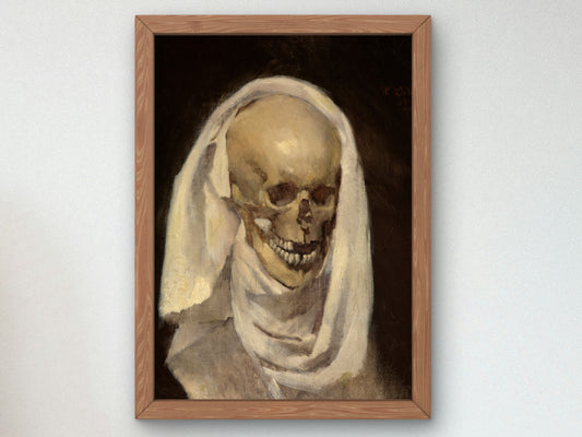 Skull with Shroud by Wilhelm Leibl 1868, Wall Art Print, Fine Art Reproduction, Museum Quality Decor, Poster
